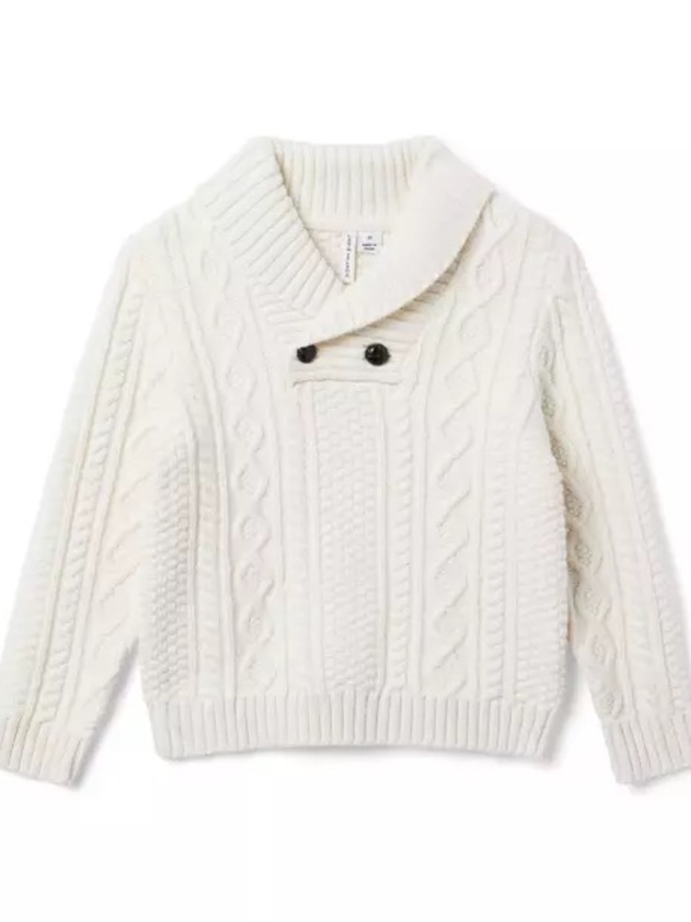 Janie and Jack Cream Cable Knit Shawl collar sweater 2T
